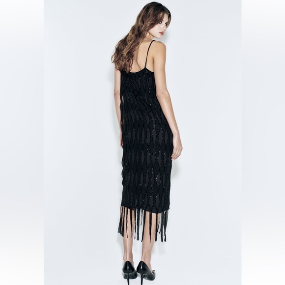 NWT Zara Sequin Beaded Fringe Dress - Picture 5 of 16